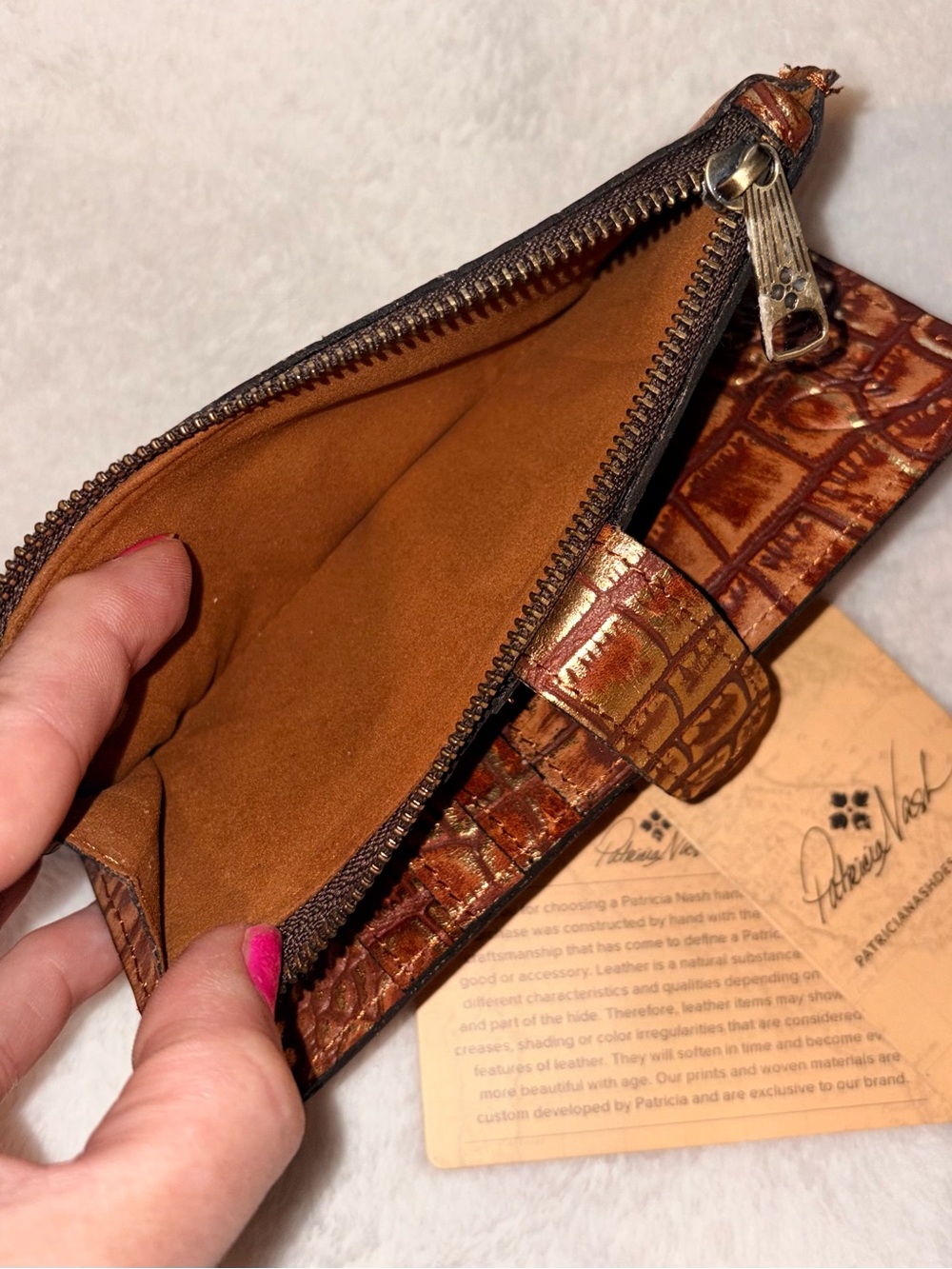 Patricia Nash Nazari Gold Leather Crocodile Wallet View 6